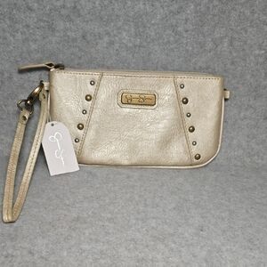 Jessica Simpson Metallic Wristlet Clutch